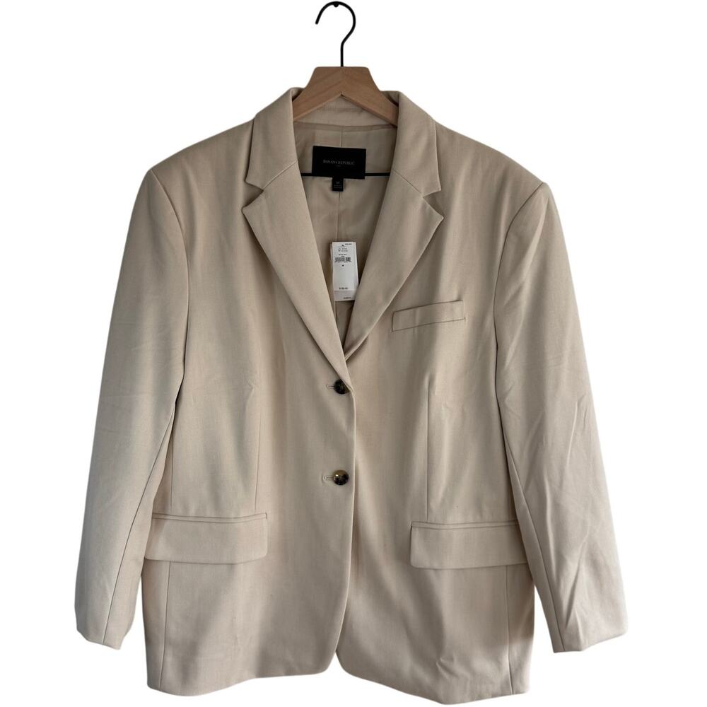 NWT Banana Republic M Single-Breasted Blazer Beige Ivory Beige